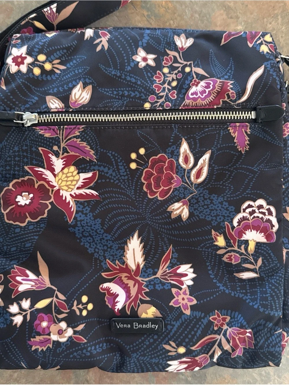 Vera Bradley Garden Dream Midtown Hipster Crossbody Floral Blue Purple
